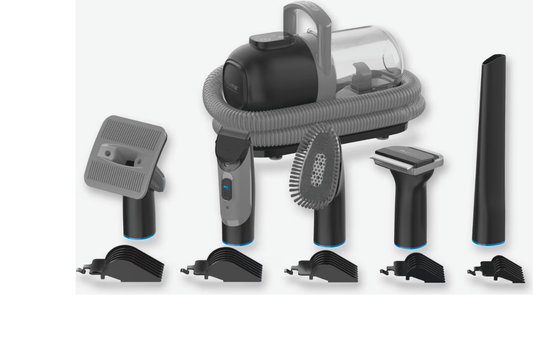 6-In-1 Dog Grooming Kit, Pet Grooming Vacuum for Shedding, Dog Hair Vacuum with Clipper Nail Trimmer Grinder, Pet Brush Groomer at Home, Low Noise Cats Hair Remover, 1.5L Dust Cup, White