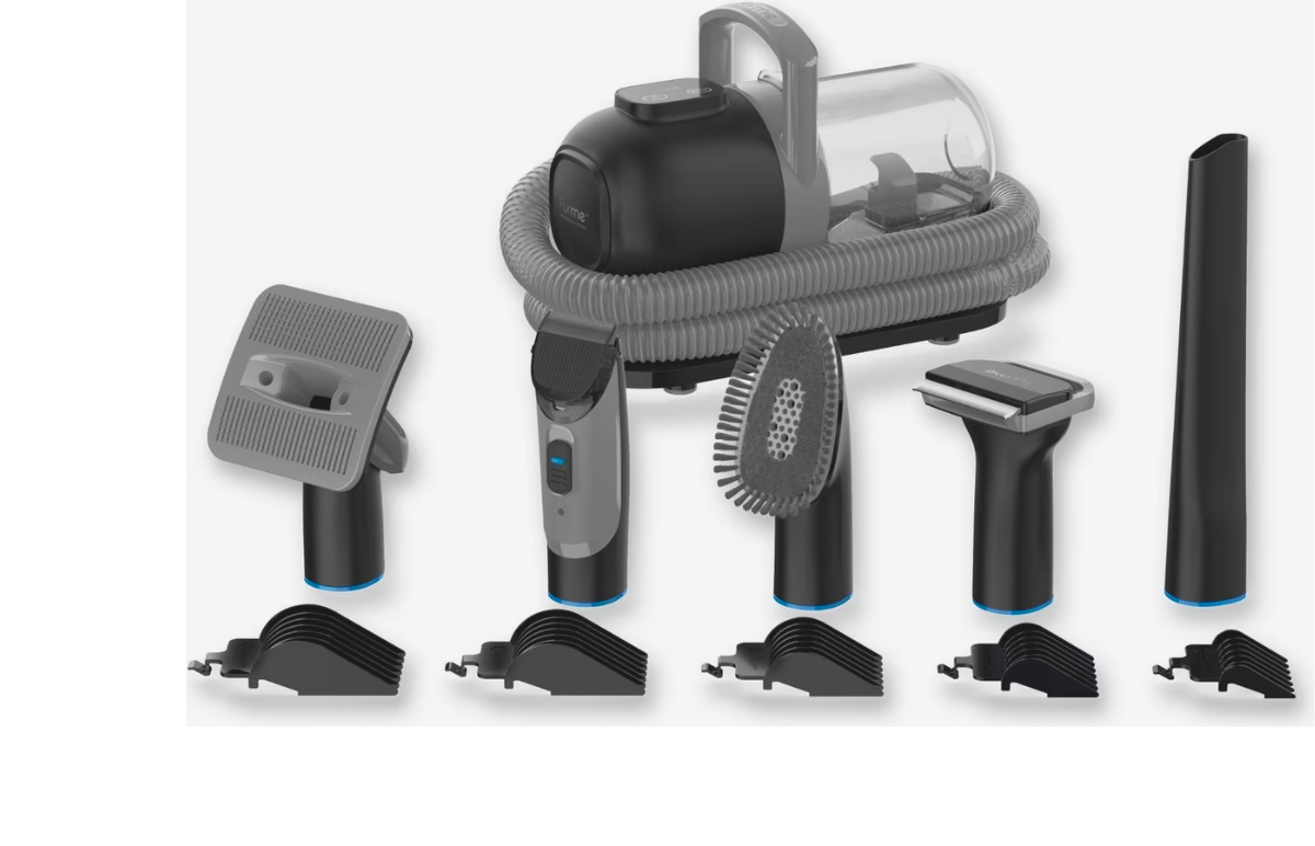 6-In-1 Dog Grooming Kit, Pet Grooming Vacuum for Shedding, Dog Hair Vacuum with Clipper Nail Trimmer Grinder, Pet Brush Groomer at Home, Low Noise Cats Hair Remover, 1.5L Dust Cup, White